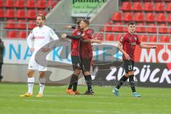 3. Fußball-Liga - Saison 2020/2021 - FC Ingolstadt 04 - SC Verl - Björn Paulsen (#4,FCI)  - Tobias Schröck (#21,FCI)  - Thomas Keller (#27,FCI)  nach dem Spiel - Foto: Meyer Jürgen