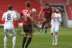 3. Fußball-Liga - Saison 2020/2021 - FC Ingolstadt 04 - SC Verl - Thomas Keller (#27,FCI)  - Kasim Rabihic (#9 Verl) - Foto: Meyer Jürgen