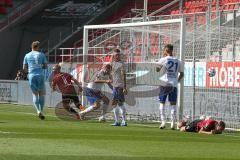 3. Fußball-Liga - Saison 2020/2021 - FC Ingolstadt 04 -  KFC Uerdingen - Der 1:0 Führungstreffer durch Beister Maximilian (#10,FCI) - jubel - Björn Paulsen (#4,FCI)  - Lukas Königshofer Torwart (#1 Uerdingen) - Foto: Meyer Jürgen