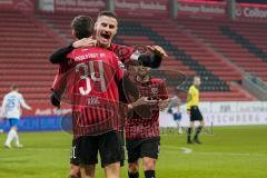 3. Liga - FC Ingolstadt 04 - F.C. Hansa Rostock - Tor Jubel 1:0 Siegtor, Merlin Röhl (34, FCI) mit Stefan Kutschke (30, FCI)