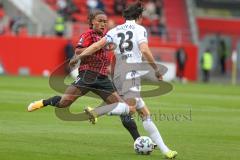 3. Fußball-Liga - Saison 2020/2021 - FC Ingolstadt 04 - SpVgg Unterhaching - Ganiggia Ginola Elva (#14,FCI)  - Markus Schwabl (#23 Unterhaching) - Foto: Meyer Jürgen