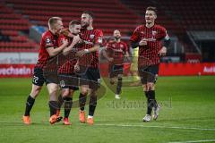 3. Liga - FC Ingolstadt 04 - SV Wiesbaden - Tor 3:1 Marc Stendera (10, FCI) Jubel, erstes Tor für FCI, mit Fatih Kaya (9, FCI) Ilmari Niskanen (22, FCI) Stefan Kutschke (30, FCI)