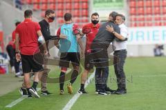 3. Liga - FC Ingolstadt 04 - KFC Uerdingen 05 - Spiel ist aus, erster Heimsieg der Saison 2:1, Cheftrainer Tomas Oral (FCI) und Direktor Sport Michael Henke (FCI)