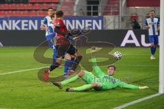 3. Liga - FC Ingolstadt 04 - 1. FC Magdeburg - Tor Jubel Siegtreffer Dennis Eckert Ayensa (7, FCI) überwindet Torwart Behrens Morten (1 Magdeburg)