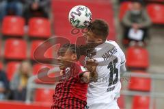 3. Fußball-Liga - Saison 2020/2021 - FC Ingolstadt 04 - SpVgg Unterhaching - Ganiggia Ginola Elva (#14,FCI)  - Christoph Greger (#15 Unterhaching) - Foto: Meyer Jürgen