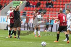 3. Fußball-Liga - Saison 2020/2021 - FC Ingolstadt 04 - SpVgg Unterhaching - Gelbe Karte für Beister Maximilian (#11,FCI) - Foto: Meyer Jürgen