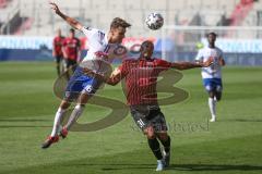 3. Fußball-Liga - Saison 2020/2021 - FC Ingolstadt 04 -  KFC Uerdingen - Justin Butler (#31,FCI) - Gino Fechner (#16 Uerdingen) - Foto: Meyer Jürgen