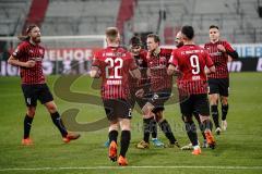 3. Liga - FC Ingolstadt 04 - SV Wiesbaden - Elfmeter Stefan Kutschke (30, FCI) verschossen, Nachschuß Marcel Gaus (19, FCI) mit dem 2:0 Tor, Jubel, Fatih Kaya (9, FCI) Thomas Keller (27, FCI) Nico Antonitsch (5, FCI) Dominik Franke (3 FCI) Björn Paulsen (