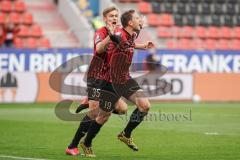 3. Liga - FC Ingolstadt 04 - SC Verl - Tor 1:0 Jubel Marcel Gaus (19, FCI) mit Filip Bilbija (35, FCI)