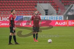 3. Liga - FC Ingolstadt 04 - VfB Lübeck - Freistoß, Marcel Gaus (19, FCI) Marc Stendera (10, FCI)