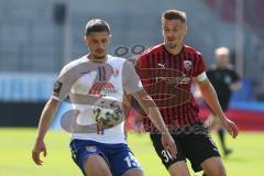 3. Fußball-Liga - Saison 2020/2021 - FC Ingolstadt 04 -  KFC Uerdingen - Stefan Kutschke (#30,FCI)  - Stefan Velkow (#13 Uerdingen) - Foto: Meyer Jürgen