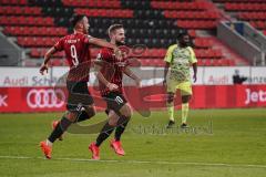 3. Liga - FC Ingolstadt 04 - SV Wiesbaden - Tor 3:1 Marc Stendera (10, FCI) Jubel mit Fatih Kaya (9, FCI), erstes Tor für FCI