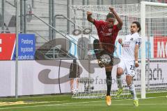 3. Fußball-Liga - Saison 2020/2021 - FC Ingolstadt 04 - SpVgg Unterhaching - Ganiggia Ginola Elva (#14,FCI)  - Markus Schwabl (#23 Unterhaching) - Foto: Meyer Jürgen