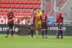 3. Fußball-Liga - Saison 2020/2021 - FC Ingolstadt 04 - SC Verl - Torwart Fabijan Buntic (#24,FCI)  - Björn Paulsen (#4,FCI)  - Dominik Franke (#3,FCI) - Michael Heinloth (#17,FCI)  - Tobias Schröck (#21,FCI)  nach dem Spiel - Foto: Meyer Jürgen