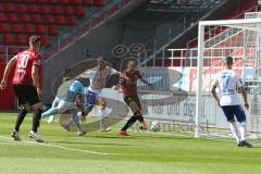 3. Fußball-Liga - Saison 2020/2021 - FC Ingolstadt 04 -  KFC Uerdingen - Der 1:0 Führungstreffer durch Beister Maximilian (#10,FCI) - jubel - Björn Paulsen (#4,FCI)  - Lukas Königshofer Torwart (#1 Uerdingen) - Foto: Meyer Jürgen