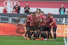 3. Liga - FC Ingolstadt 04 - KFC Uerdingen 05 - Tor Jubel Caniggia Ginola Elva (14, FCI) mit Stefan Kutschke (30, FCI) Björn Paulsen (4, FCI) Michael Heinloth (17, FCI) Dennis Eckert Ayensa (7, FCI) Tobias Schröck (21, FCI)