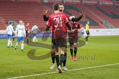 3. Liga - FC Ingolstadt 04 - F.C. Hansa Rostock - Tor Jubel 1:0 Merlin Röhl (34, FCI) mit Stefan Kutschke (30, FCI)