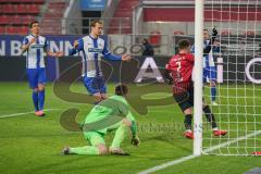 3. Liga - FC Ingolstadt 04 - 1. FC Magdeburg - Tor Jubel Siegtreffer Dennis Eckert Ayensa (7, FCI) überwindet Torwart Behrens Morten (1 Magdeburg)