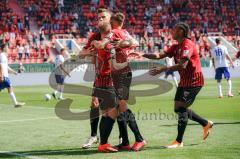 3. Liga - FC Ingolstadt 04 - KFC Uerdingen 05 - Tor Jubel Maximilian Beister (11, FCI) und Filip Bilbija (35, FCI) Stefan Kutschke (30, FCI) Caniggia Ginola Elva (14, FCI)