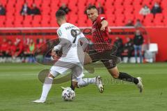 3. Fußball-Liga - Saison 2020/2021 - FC Ingolstadt 04 - SC Verl - Dominik Franke (#3,FCI) - Kasim Rabihic (#9 Verl) - Foto: Meyer Jürgen