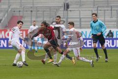 3. Liga - FC Ingolstadt 04 - VfB Lübeck - Caniggia Ginola Elva (14, FCI) Mende Sven (8 Lübeck) Deters Thorben (18 Lübeck) Zehir Ersin (15 Lübeck)