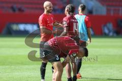 3. Fußball-Liga - Saison 2020/2021 - FC Ingolstadt 04 -  KFC Uerdingen - Abklatschen nach dem Spiel Nico Antonitsch (#5,FCI)  - Ganiggia Ginola Elva (#14,FCI)  - Foto: Meyer Jürgen