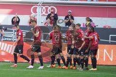 3. Liga - FC Ingolstadt 04 - KFC Uerdingen 05 - Tor Jubel Caniggia Ginola Elva (14, FCI) mit Stefan Kutschke (30, FCI) Björn Paulsen (4, FCI) Michael Heinloth (17, FCI) Dennis Eckert Ayensa (7, FCI) Tobias Schröck (21, FCI)