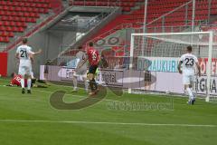 3. Fußball-Liga - Saison 2020/2021 - FC Ingolstadt 04 - SC Verl - Marcel Gaus (#19,FCI) trifft zum 1:0 Führungstreffer - jubel - Foto: Meyer Jürgen