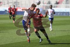 3. Fußball-Liga - Saison 2020/2021 - FC Ingolstadt 04 -  KFC Uerdingen - Justin Butler (#31,FCI) - Gino Fechner (#16 Uerdingen) - Foto: Meyer Jürgen