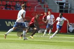 3. Fußball-Liga - Saison 2020/2021 - FC Ingolstadt 04 -  KFC Uerdingen - Ganiggia Ginola Elva (#14,FCI)  - Heinz Mörschel (#21 Uerdingen) - Foto: Meyer Jürgen