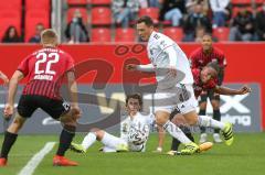 3. Fußball-Liga - Saison 2020/2021 - FC Ingolstadt 04 - SpVgg Unterhaching - Ganiggia Ginola Elva (#14,FCI)  - Robert Müller (#4 Unterhaching) - Foto: Meyer Jürgen