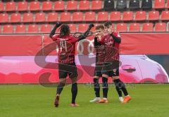 3. Liga - FC Ingolstadt 04 - MSV Duisburg - Tor Jubel 2:1 Thomas Keller (27, FCI) mit Dennis Eckert Ayensa (7, FCI) und Caniggia Ginola Elva (14, FCI)