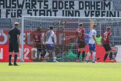 3. Fußball-Liga - Saison 2020/2021 - FC Ingolstadt 04 -  KFC Uerdingen - Torwart Fabijan Buntic (#24,FCI)  - Björn Paulsen (#4,FCI)  - Filip Bilbija (#35,FCI)  - Robin Krausse (#23,FCI)  - Foto: Meyer Jürgen