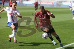 3. Fußball-Liga - Saison 2020/2021 - FC Ingolstadt 04 -  KFC Uerdingen - Justin Butler (#31,FCI) - Gino Fechner (#16 Uerdingen) - Foto: Meyer Jürgen