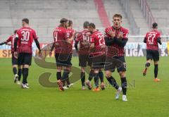 3. Liga - FC Ingolstadt 04 - MSV Duisburg - Tor Ausgleich 1:1 Jubel, Dennis Eckert Ayensa (7, FCI) Björn Paulsen (4, FCI) Marc Stendera (10, FCI) Michael Heinloth (17, FCI) Caniggia Ginola Elva (14, FCI)