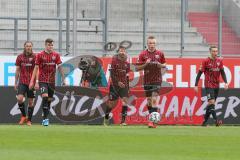 3. Fußball-Liga - Saison 2020/2021 - FC Ingolstadt 04 - SC Verl - Der 1:1 Ausgleichstreffer - Thomas Keller (#27,FCI)  - Björn Paulsen (#4,FCI)  - Marcel Gaus (#19,FCI) - traurige Gesichter - IImari Niskanen (#22,FCI) - Foto: Meyer Jürgen