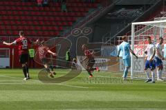 3. Fußball-Liga - Saison 2020/2021 - FC Ingolstadt 04 -  KFC Uerdingen - Der 1:0 Führungstreffer durch Beister Maximilian (#10,FCI) - jubel - Björn Paulsen (#4,FCI)  - Lukas Königshofer Torwart (#1 Uerdingen) - Foto: Meyer Jürgen