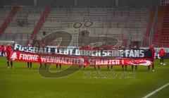 3. Liga - FC Ingolstadt 04 - F.C. Hansa Rostock - Spruchband Spieler Fans Frohe Weihnachten