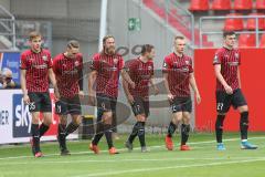 3. Fußball-Liga - Saison 2020/2021 - FC Ingolstadt 04 - SC Verl - Der 2:1 Führungstreffer durch Björn Paulsen (#4,FCI)  - jubel - Filip Bilbija (#35,FCI)  - Tobias Schröck (#21,FCI)  - Michael Heinloth (#17,FCI)  - IImari Niskanen (#22,FCI) - Thomas Kelle