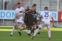 3. Fußball-Liga - Saison 2020/2021 - Testspiel -FC Ingolstadt 04 - 1. FC Heidenheim - Kraus Tim (#26,FCI) - Denis Thomalla (#11 Heidenheim) - Foto: Meyer Jürgen