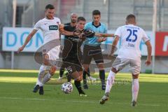 3. Fußball-Liga - Saison 2020/2021 - Testspiel -FC Ingolstadt 04 - 1. FC Heidenheim - Kraus Tim (#26,FCI) - Denis Thomalla (#11 Heidenheim) - Foto: Meyer Jürgen