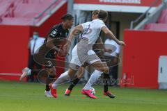 3. Fußball-Liga - Saison 2020/2021 - Testspiel -FC Ingolstadt 04 - 1. FC Heidenheim - Justin Butler (#31,FCI) - Jonas Föhrenbach (#19 Heidenheim) - Foto: Meyer Jürgen