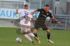 3. Fußball-Liga - Saison 2020/2021 - Testspiel -FC Ingolstadt 04 - 1. FC Heidenheim - Maximilian Wolfram (#8,FCI)  - Julian Stark (#25 Heidenheim) - Foto: Meyer Jürgen