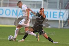 3. Fußball-Liga - Saison 2020/2021 - Testspiel -FC Ingolstadt 04 - 1. FC Heidenheim - Maximilian Wolfram (#8,FCI)  - Julian Stark (#25 Heidenheim) - Foto: Meyer Jürgen