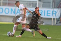 3. Fußball-Liga - Saison 2020/2021 - Testspiel -FC Ingolstadt 04 - 1. FC Heidenheim - Maximilian Wolfram (#8,FCI)  - Julian Stark (#25 Heidenheim) - Foto: Meyer Jürgen