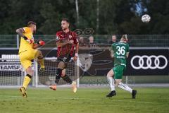 3. Liga - Testspiel - FC Ingolstadt 04 - VfB Eichstätt - Fatih Kaya (9, FCI) schitert an Torwart Felix Junghan (Nr.1 - VfB Eichstätt) Jakob Zitzelsberger (Nr.36 - VfB Eichstätt)