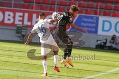 3. Fußball-Liga - Saison 2020/2021 - Testspiel -FC Ingolstadt 04 - 1. FC Heidenheim - Jalen Hawkins (#20,FCI)  - Kevin Sessa (#16 Heidenheim) - Foto: Meyer Jürgen