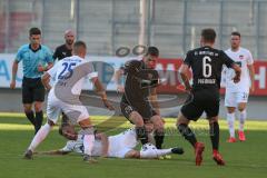 3. Fußball-Liga - Saison 2020/2021 - Testspiel -FC Ingolstadt 04 - 1. FC Heidenheim - Kraus Tim (#26,FCI) - Denis Thomalla (#11 Heidenheim) - Foto: Meyer Jürgen