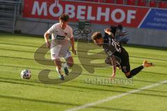 3. Fußball-Liga - Saison 2020/2021 - Testspiel -FC Ingolstadt 04 - 1. FC Heidenheim - Jalen Hawkins (#20,FCI)  - Gianni Mollo (#38 Heidenheim) - Foto: Meyer Jürgen