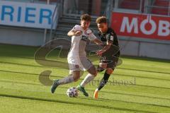 3. Fußball-Liga - Saison 2020/2021 - Testspiel -FC Ingolstadt 04 - 1. FC Heidenheim - Jalen Hawkins (#20,FCI)  - Gianni Mollo (#38 Heidenheim) - Foto: Meyer Jürgen